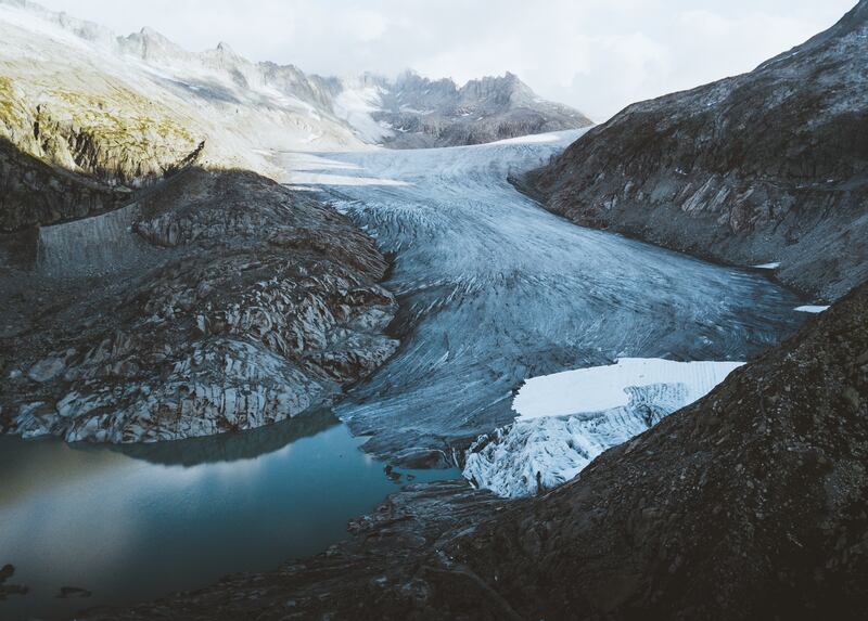 The Rhone Glacier in Obergoms, Switzerland. 