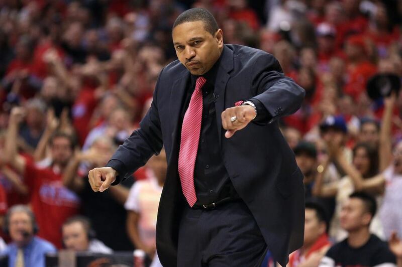 Head coach Mark Jackson of the Golden State Warriors gestures as he complains to a referee in the game with the Los Angeles Clippers in Game 7 of the Western Conference play-offs at Staples Center on May 3, 2014 in Los Angeles, California. Stephen Dunn / Getty Images