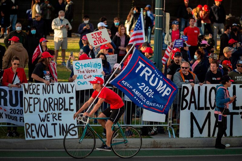 Supporters of US President Donald Trump rally in Beverly Hills, California.  AFP