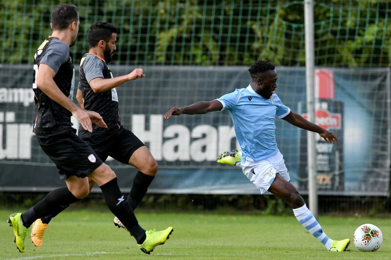 PADERBORN, GERMANY - AUGUST 07:  Bobby Adekanye of SS Lazio in action during the Pre-Season Friendly match between SS Lazio and Al Shabab on August 6, 2019 in Paderborn, Germany.  (Photo by Marco Rosi/Getty Images)