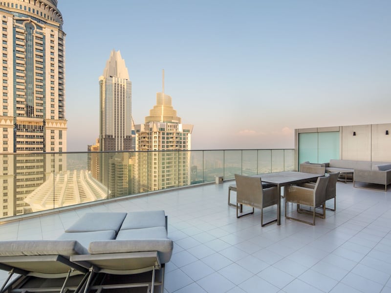 The terrace has views all around Dubai.
