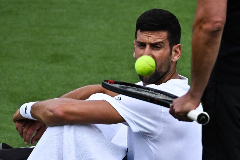 Serbia's Novak Djokovic during training. AFP