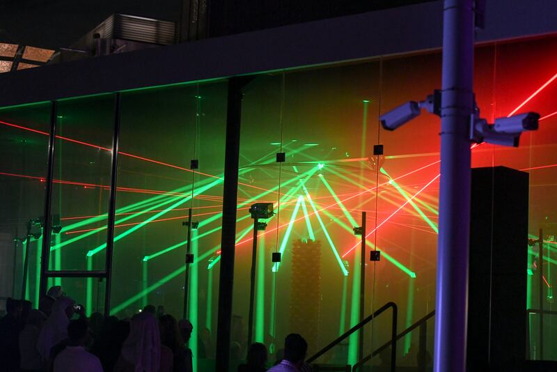 In three-minute intervals, a sound and light show captivates the viewers who gather inside
