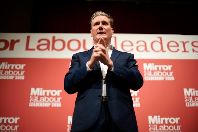 Mr Starmer, then-shadow secretary of state for exiting the EU, addresses the audience at a hustings in March 2020 in Dudley. Getty Images