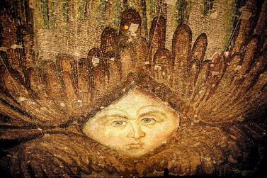 The angel mosaic after it was uncovered at Hagia Sophia Museum in 2009. EPA