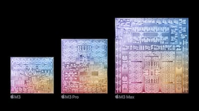 The Pro and Max versions of Apple's M3 chip are used in the higher-end MacBook Pro laptops. Photo: Apple