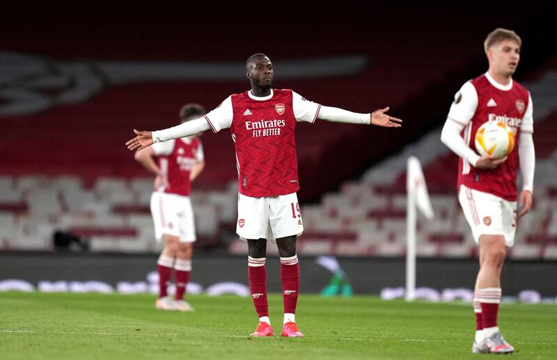 Nicolas Pepe 6 - The Ivorian winger clearly has the magic but Villarreal’s stubborn shape made it hard for both Arsenal wingers on the night. A frustrating evening. PA