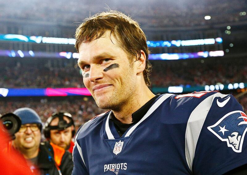 epa08375461 (FILE) - New England Patriots quarterback Tom Brady reacts after defeating the Jacksonville Jaguars in the AFC Championship game in Foxborough, Massachusetts, USA, 21 January 2018 (re-issued on 21 April 2020). Six-time Super Bowl winner Tom Brady was asked to leave a park in Tampa, Florida, that is closed due of the ongoing coronavirus COVID-19 pandemic, media reports claimed on  21 April 2020.  EPA/CJ GUNTHER *** Local Caption *** 55959681