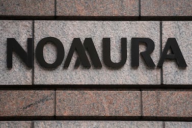 A Nomura logo at the Japanese company's office in the Manhattan, New York. The investment bank flagged $2bn in potential losses on Monday at its US unit. Reuters