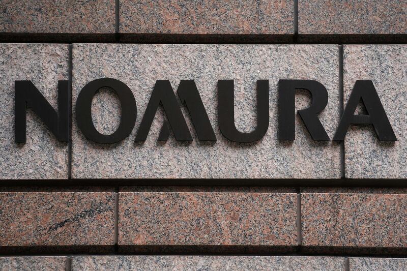 FILE PHOTO: A Nomura logo is pictured at the Japanese company's office in the Manhattan borough of New York City, New York, U.S. June 23, 2017.   REUTERS/Carlo Allegri/File Photo
