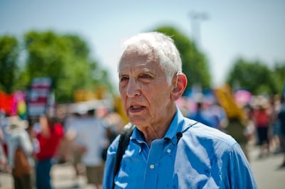 Pentagon Papers whistleblower Daniel Ellsberg attends on June 1, 2013 a demonstration in support of Wikileaks whistleblower US Army Private Bradley Manning at Fort Meade in Maryland, where Manning's court martial will begin on June 3. Some testimony in the espionage trial of a US soldier who passed secret files to WikiLeaks will be held behind closed doors to safeguard classified information, a US judge ruled last month. The decision by Colonel Denise Lind, the military judge presiding over the case, is sure to spark renewed criticism from civil liberties groups who say the Manning case has been shrouded in excessive secrecy.    AFP PHOTO/Nicholas KAMM / AFP PHOTO / NICHOLAS KAMM