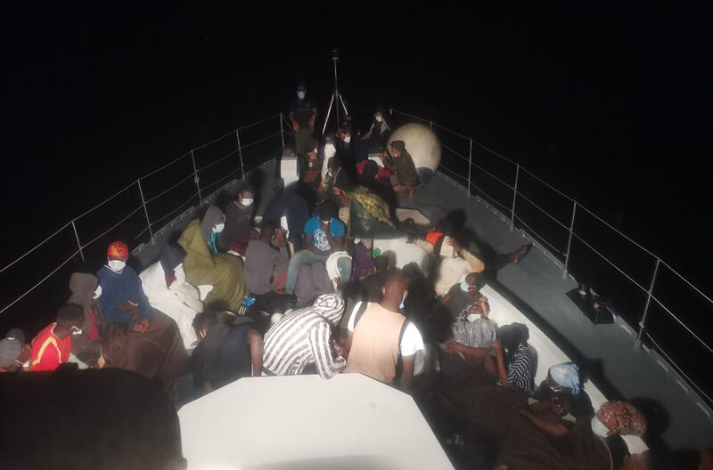 The Tunisian coast guard rescued 69 migrants from 11 African countries after receiving a distress call from their boat