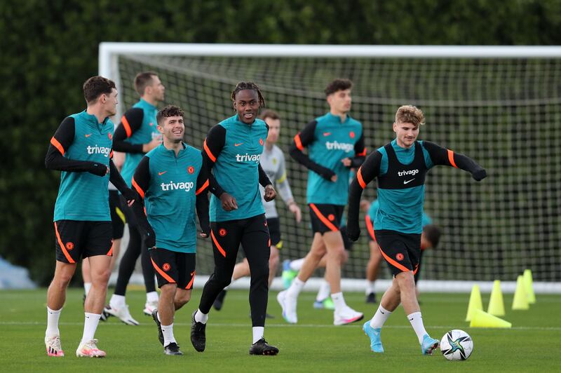 Timo Werner with his Chelsea teammates.