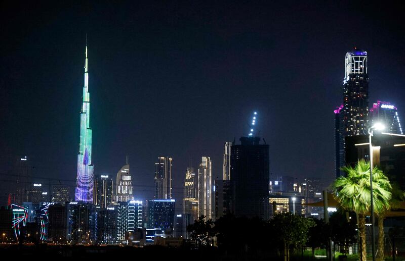 The Dubai skyline. Business conditions across the emirate’s non-oil private sector economy have remained strong this year. AFP