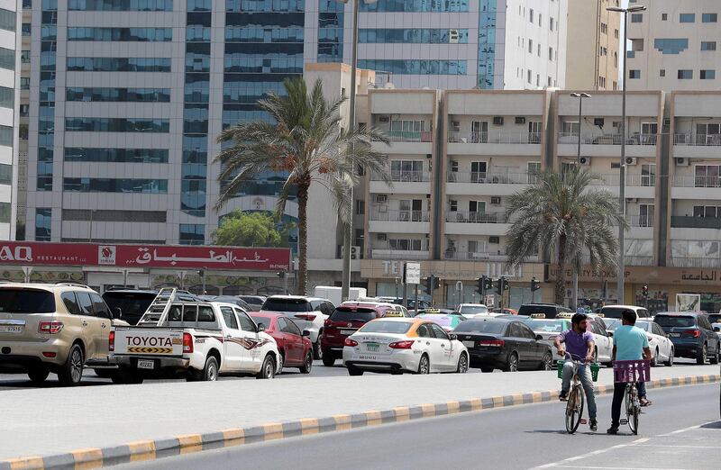 SHARJAH , UNITED ARAB EMIRATES , JUNE 23 – 2018 :- View of the traffic on the road in Sharjah.  ( Pawan Singh / The National )  For Stock