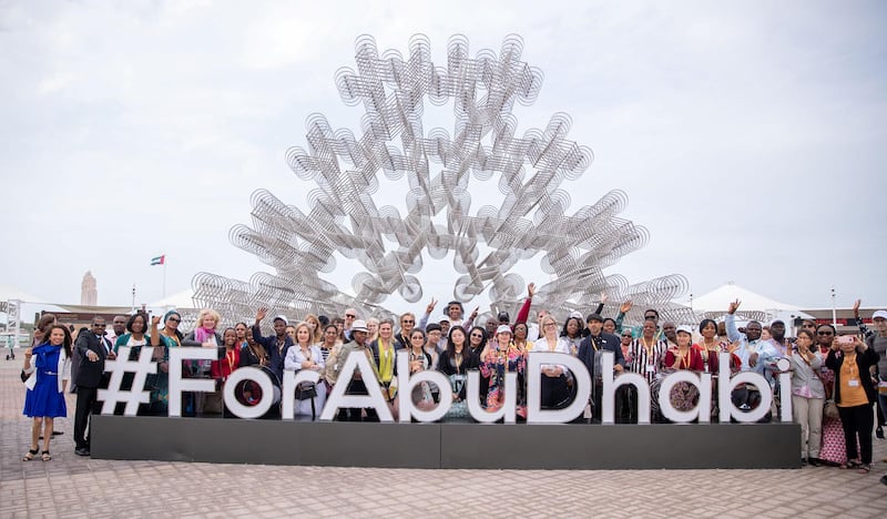 Chinese artist Ai Weiwei's monolithic sculpture, 'Forever Bicycles', has made Abu Dhabi its temporary home. Courtesy Department of Municipalities and Transport