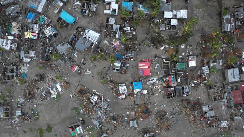A general view shows destruction after Cyclone Idai in Beira, Mozambique in this still image taken from a social media video on March 19, 2019. REUTERS