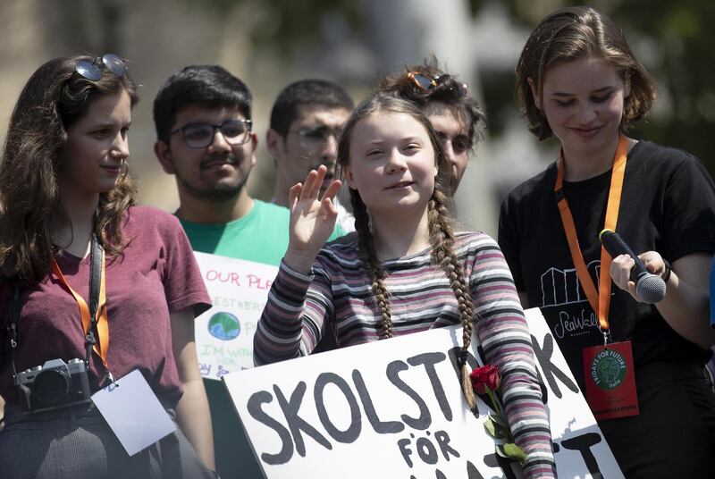 Swedish climate activist Greta Thunberg attends the demonstration 'Climate: time changes. It's time to change' in Rome. EPA