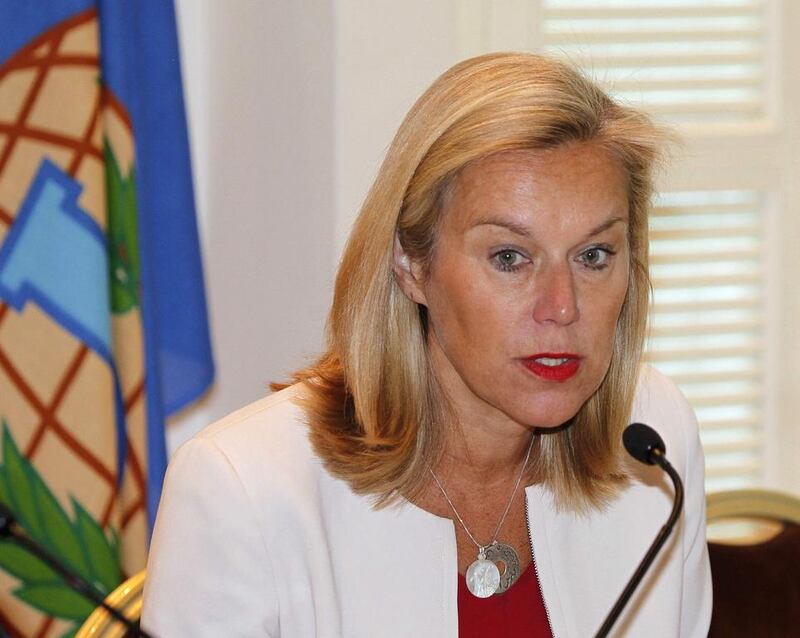 Sigrid Kaag, special coordinator of the Organisation for the Prohibition of Chemical Weapons-United Nations joint mission on eliminating Syria's chemical weapons programme, adresses a news conference in Damascus on April 27, 2014. Khaled Al Hariri / Reuters