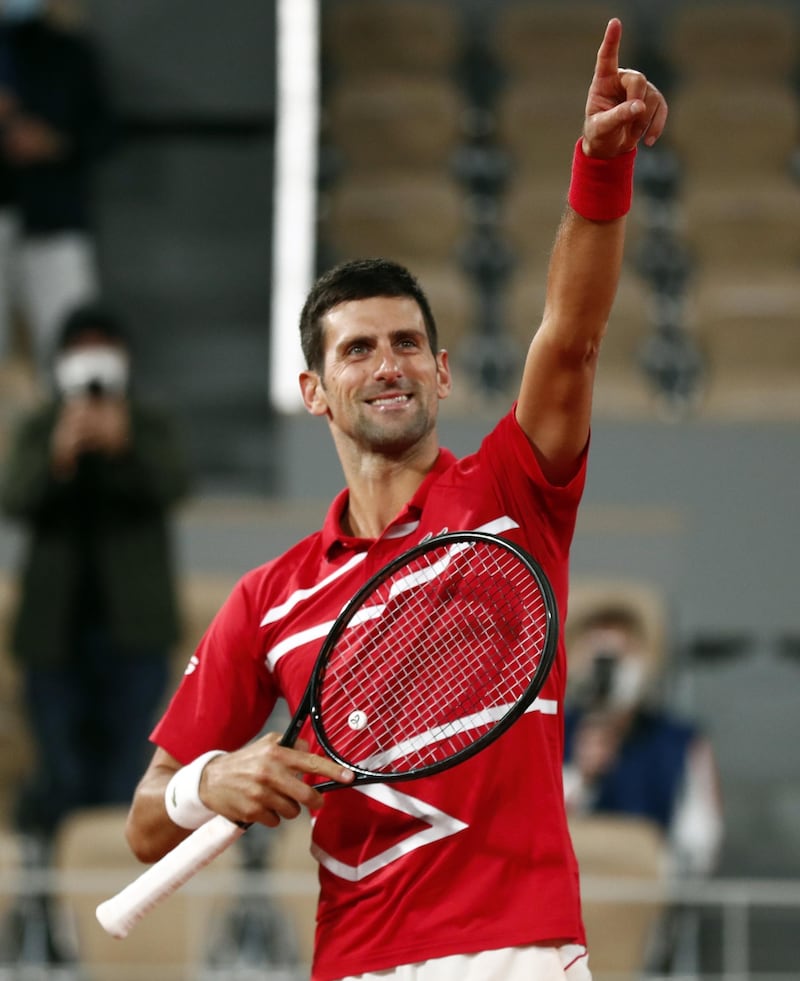 Novak Djokovic celebrates his win. EPA