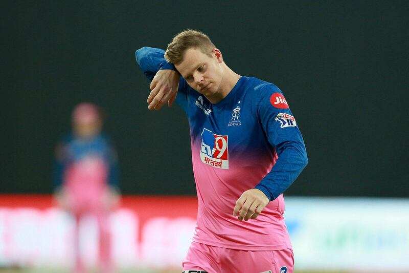 Steve Smith captain of Rajasthan Royals during match 9 of season 13 of the Indian Premier League (IPL) between Rajasthan Royals and Kings XI Punjab held at the Sharjah Cricket Stadium, Sharjah in the United Arab Emirates on the 27th September 2020.  Photo by: Rahul Gulati  / Sportzpics for BCCI