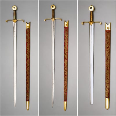 The Sword of Temporal Justice, the Sword of Spiritual Justice and the Sword of Mercy with its blunted tip. Royal Collection Trust