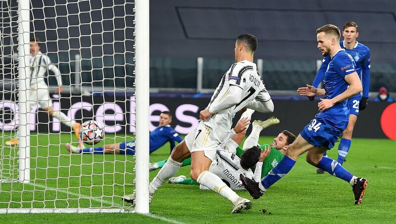 Juventus forward Cristiano Ronaldo makes it 2-0 in Turin. EPA