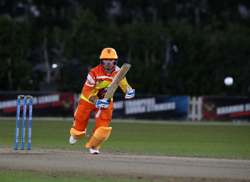 Ajman, United Arab Emirates - Reporter: Paul Radley. Sport. Cricket. Lion's Faisal hits a 4. Hawks v Lions in the Karwan Rising Stars league. Ajman. Tuesday, January 19th, 2021. Chris Whiteoak / The National