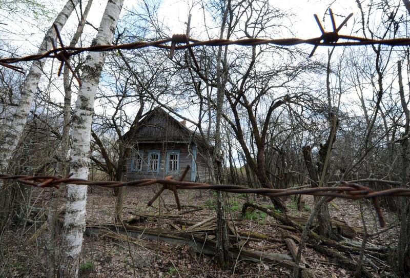 The abandoned village of Vezhishche in the 30-kilometre exclusion zone around the Chernobyl nuclear reactor, 380km south-east of the Belarus capital Minsk. Svetlana Alexievich's Voices from Chernobyl: The Oral History of a Nuclear Disaster provides harrowing testimonies of how the 1986 disaster destroyed families' lives. Victor Drachev / AFP 