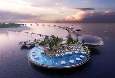 The new resort from Red Sea Global will feature stainless steel overwater villas. Photo: Red Sea Global