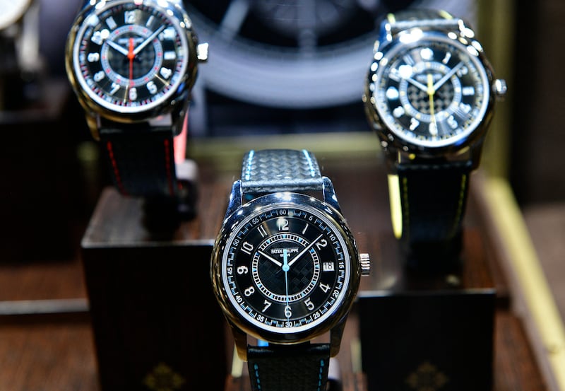 Patek Philippe novelty watches at Watches of Switzerland in New York City. AFP