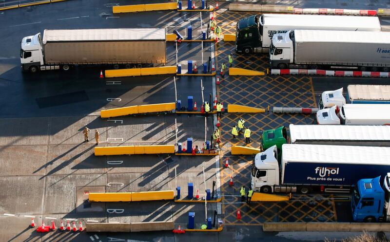 Lorries queue at the Port of Dover in southern England, an important entry point for goods – and smuggled migrants. Reuters