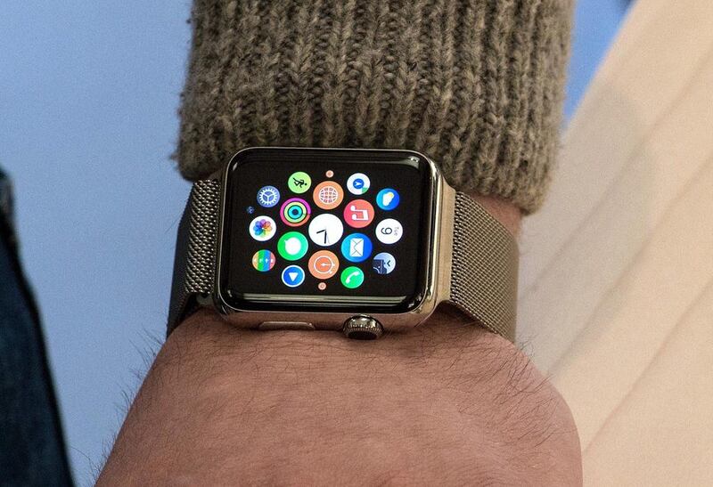 An entry-level aluminium Apple Watch Sport sell at Dh1,399. Nicholas Kamm / AFP