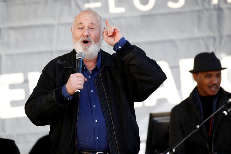 Director Rob Reiner speaks at the second annual Women's March in Los Angeles. Patrick T Fallon / Reuters