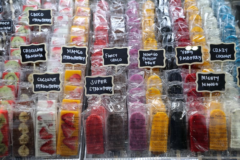 Home-grown brand House of Pops displays its myriad flavours of ice-cream.