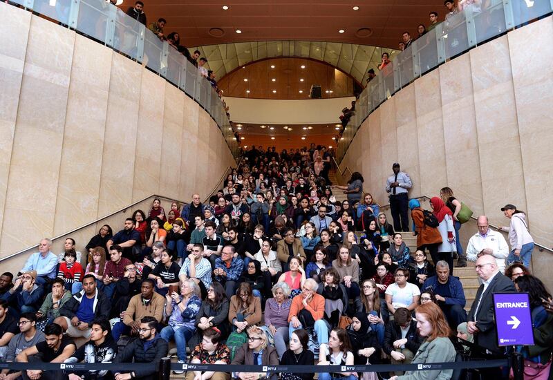 People attend a vigil held at NYU Kimmel Center, Manhattan, New York. Reuters