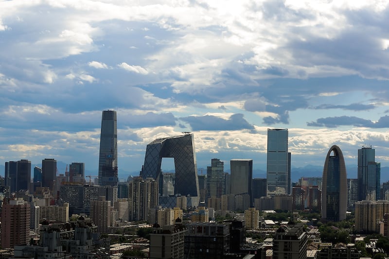 The Beijing skyline. China saw sustained capital flows to its bonds and securities markets in the last quarter of 2021. Getty