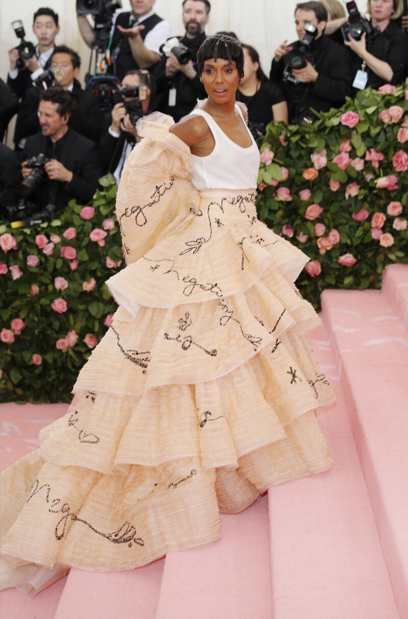 Actress Kerry Washington arrives in Tory Burch sat the 2019 Met Gala in New York on May 6. EPA