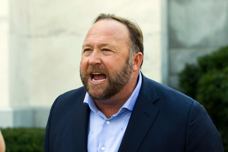 Alex Jones has said that the bereaved Sandy Hook families were paid actors. AP