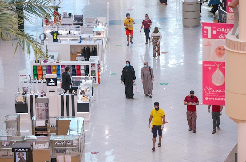 Abu Dhabi, United Arab Emirates, May 24, 2020.      Abu Dhabi residents at the Al Wahda Mall on the first day of Eid Al Fitr.Victor Besa  / The NationalSection:  Standalone / Stock