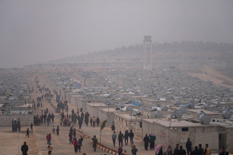 A Syrian refugee camp in Sarmada district, north of Idlib city. Another camp in the area has come under fire. AP