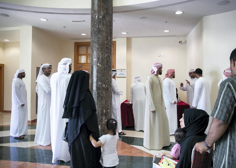 FUJEIRAH, UNITED ARAB EMIRATES. 26 FEBRUARY 2020.
Fujeirah residents visit the Ministry of Culture and Knowledge Development  to see if their names have been assigned housings in Mohammed Bin Zayed City Housing Development. The Dh1.7 billion housing project that will become home to up to 10,000 people n Al Hayl, near the Hajar Mountains in Fujairah, is almost complete. Mohammed bin Zayed City will cover 215 hectares and will offer citizens 1,100 homes.

(Photo: Reem Mohammed/The National)

Reporter:
Section: