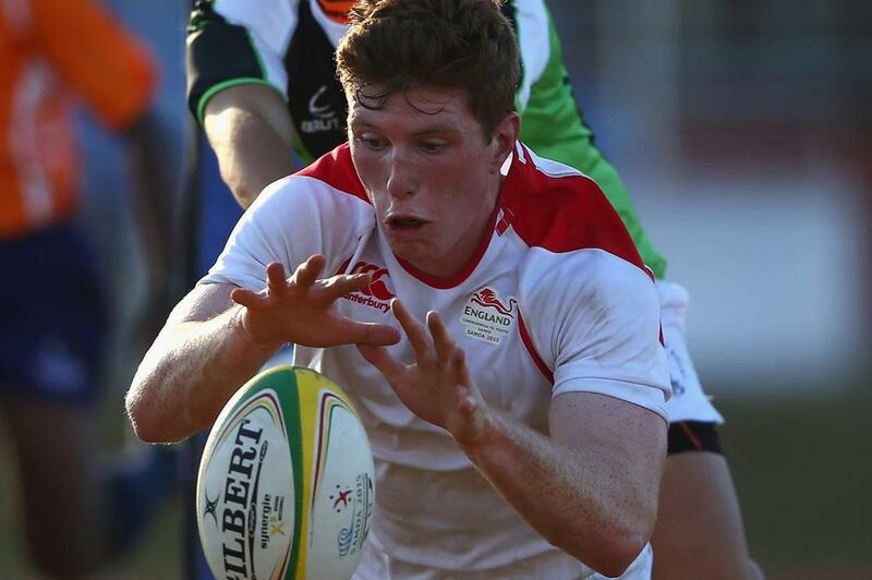 Former Dubai Exiles youth player Will Wilson shown with the England Sevens side at the Commonwealth Youth Games this year. Photo Courtesy / Mike Wolff