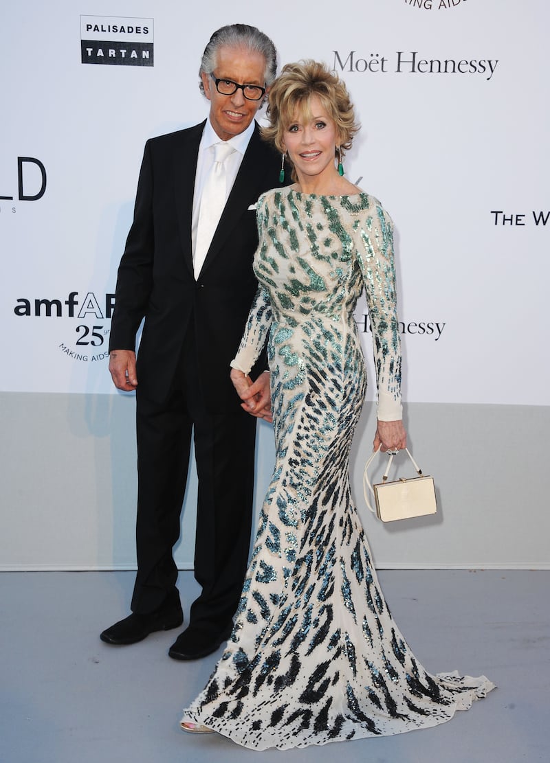 Jane Fonda, in Roberto Cavalli, attends amfAR's Cinema Against Aids Gala at Hotel Du Cap, with Richard Perry, during the 64th annual Cannes Film Festival on May 19, 2011