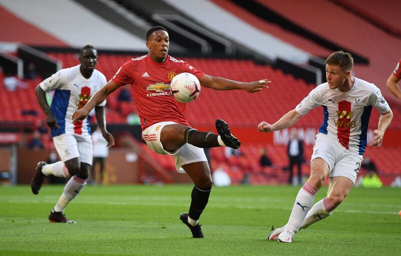 Manchester United's Anthony Martial controls the ball. AFP