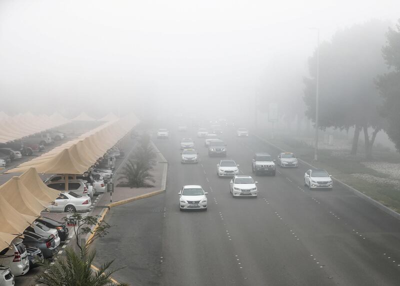 Abu Dhabi, U.A.E., January 7, 2018.  Early morning fog on Muroor Road.
Victor Besa / The National
National