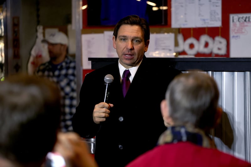 Florida Governor Ron DeSantis during a campaign event at Jersey Pub and Grub in Cedar Rapids. Bloomberg