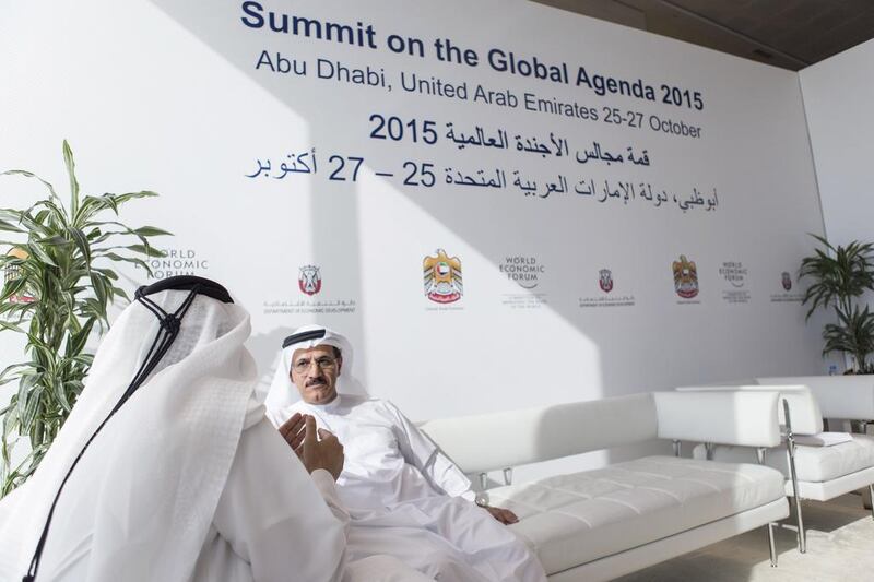 Sultan Al Mansouri, the Minister of Economy co­chaired the Summit on the Global Agenda 2015. Reem Mohammed / The National