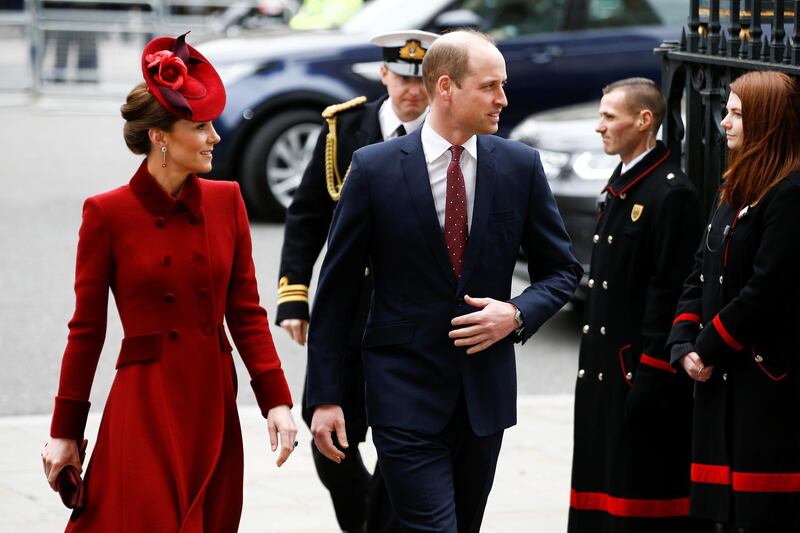 Britain's Prince William and Catherine, Duchess of Cambridge arrive for the service. Reuters