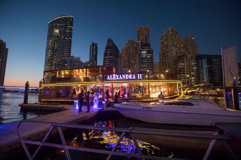 Dubai, United Arab Emirates - A view of the dhow cruise at the gathering of of Abu Dhabi Big Ticket winners at Alexandra Dhow Cruise, Dubai Marina.  Leslie Pableo for The National for Sarwat Nasir's story